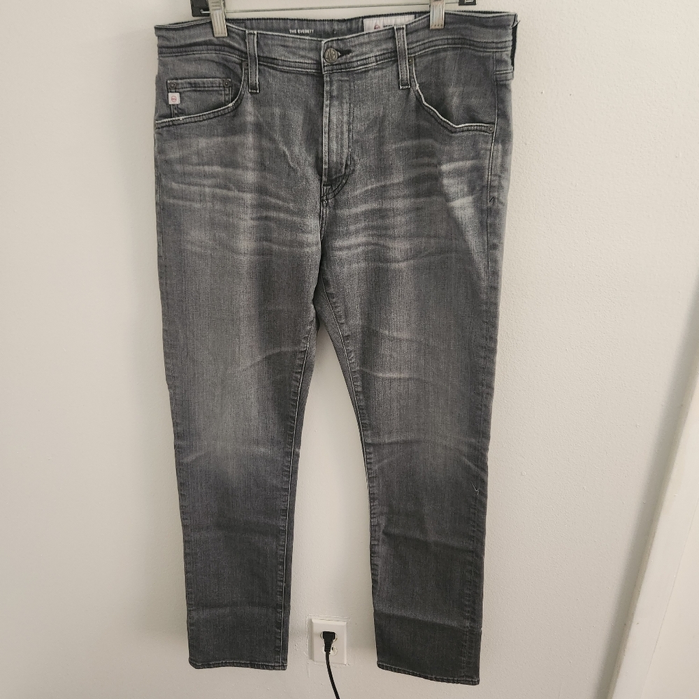 Adriano Goldschmied The Everett Gray Denim Slim Straight Jeans Men's 35x34